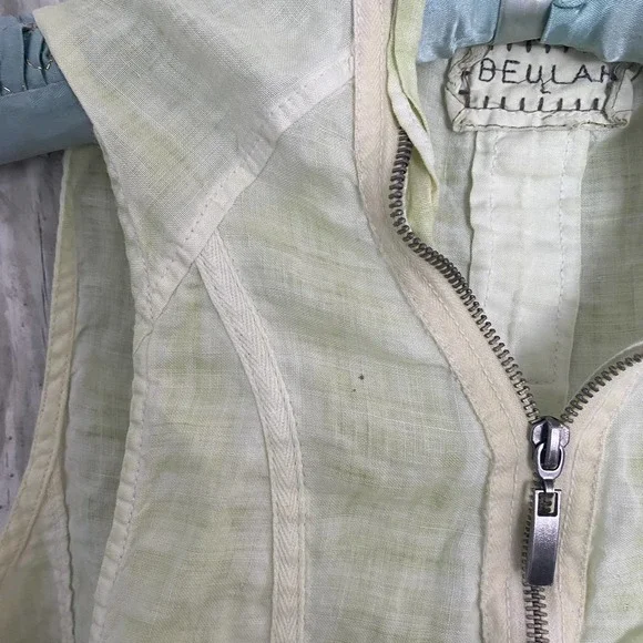 Beulah ramie green zip sleeveless top L - Picture 2 of 9